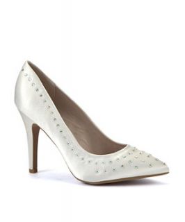 Ivory Diamante Satin Pointed Court Bridal Shoes