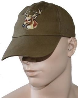 Jagdmtze Jger mtze Hunting cap aus Textilien Hirsch stickerei Khaki Bekleidung
