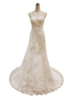 Wedding House BRAUTKLEID HOCHZEITSKLEID Schnren Elfenbein/Wei Schatz A linie Hochzeitskleid mit Sicken Detail MS130093 Bekleidung
