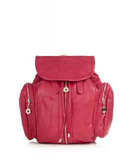 Pink Side Pocket Leather Look Backpack