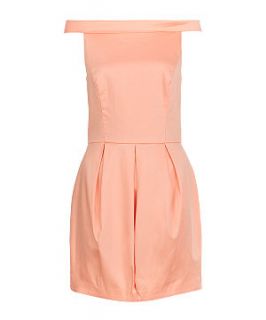 Miss Real Coral Sateen Tulip Dress
