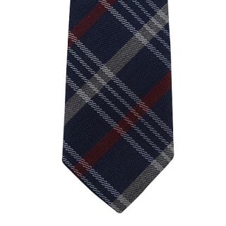 St George by Duffer Navy large checked skinny tie