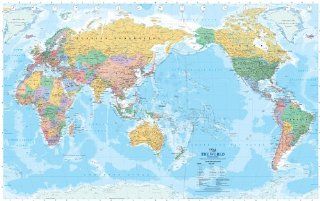 Politische Weltkarte mit Pazifik Ansicht 130 Mio. HEMA Maps Fremdsprachige Bücher