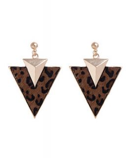 Gold Animal Print Triangle Drop Earrings
