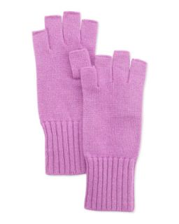 Fingerless Soft Knit Gloves, Bright Lilac