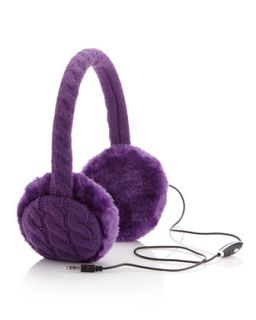Chunky Cable Knit Headphone Earmuffs, Purple