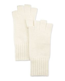 Fingerless Soft Knit Gloves, Snow White