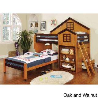 Furniture Of America Furniture Of America Ecandor House Inspired Youth Loft Bed Oak Size Twin
