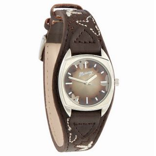 Mantaray Ladies brown embroidered leather strap watch