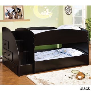 Furniture Of America Furniture Of America Krasila Classic Twin Over Twin Bunk Bed With Storage Black Size Twin