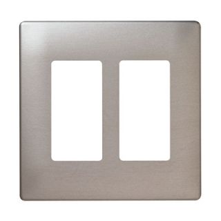 Legrand Two Gang Decorator Screwless Wall Plate in Brushed nickel