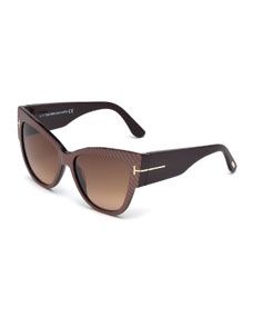 TOM FORD Anoushka Butterfly Sunglasses, Iridescent Brown