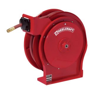 Reelcraft Air/Water Spring Retractable Hose Reel — With 1/2in. x 50ft. PVC Hose, Max. 300 PSI, Model# A5850 OLP  Air, Water   Oil Hose Reels