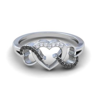 Dazzling Rock 10K White Gold Round Cut Diamond Triple Infinity Heart