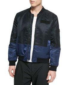T by Alexander Wang Color Paneled Jacket, Black/Blue