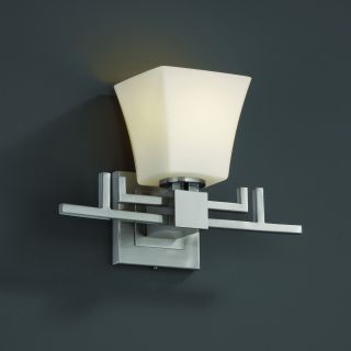 Justice Design Group FSN 8701   Aero 1 Light Wall Sconce   Square Flared Shade   Brushed Nickel with Opal Shade   Wall Sconces