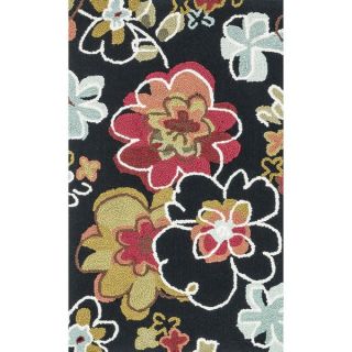 Hand hooked Peony Black Multi Floral Rug (23 x 39)