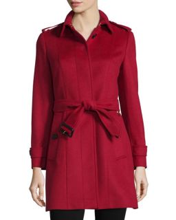 Burberry London Pleated Back Belted Trenchcoat, Parade Red