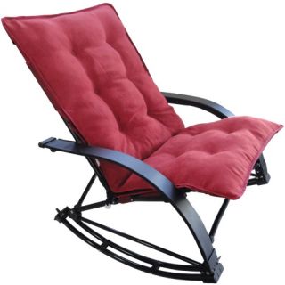 International Caravan Folding Rocking Game Chair with Micro Suede Cushion   Cardinal Red Cushion