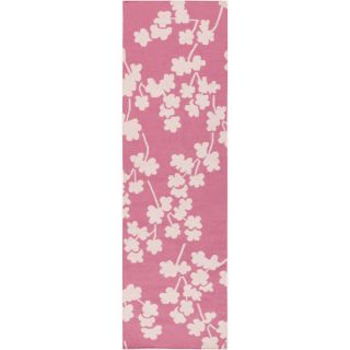 Floral Eklutna Pink Wool Rug (26 x 8)