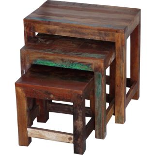 Timbergirl Reclaimed Wood 3 piece Nesting Tables (India)   16243229