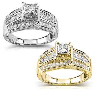 Annello 14k White Gold 7/8ct TDW Diamond Princess Engagement Ring (H I
