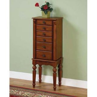 Lightly Distressed Deep Cherry Jewelry Armoire   Jewelry Armoires