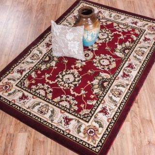 Antep Red Oriental Floral Ivory Border Area Rug (710 x 910