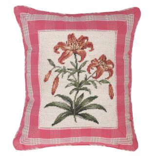 Tiger Lily and Pink Plaid Petit point Decorative Pillow