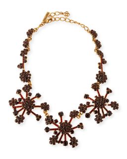 Oscar de la Renta Crystal Flower Necklace, Bordeaux