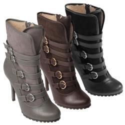 Journee Collection Womens Ursula 07 Buckle Heeled Boots  