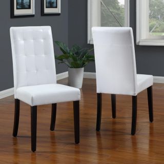 Modus Urban Seating Tufted White Leatherette Parsons Chairs   Set of 2   Kitchen & Dining Room Chairs
