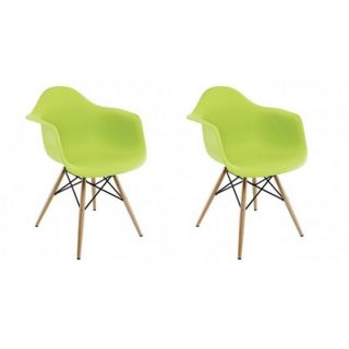Contemporary Retro Molded Eames Style Lime Green Accent Plastic Dining