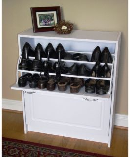 4D Concepts Deluxe Double Shoe Cabinet   White   Shoe Storage