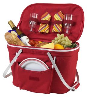 Picnic At Ascot Collapsible Insulated Picnic Basket Set for 2   Coolers