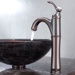 Kraus Copper Illusion Glass Vessel Bathroom Sink with Riviera Faucet
