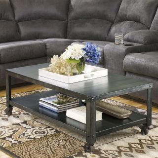 Signature Design By Ashley Hattney Gray Rectangular Cocktail Table   Coffee Tables