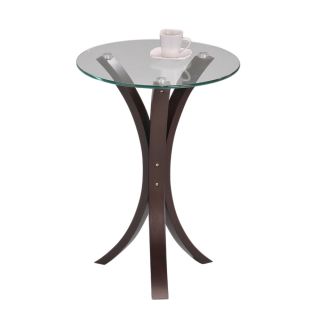 Round Glass Walnut Finish Chair Side End Table  ™ Shopping
