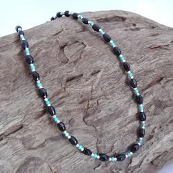 Handmade Karen Tribe Onyx/ Turquoise Necklace (Thailand)  