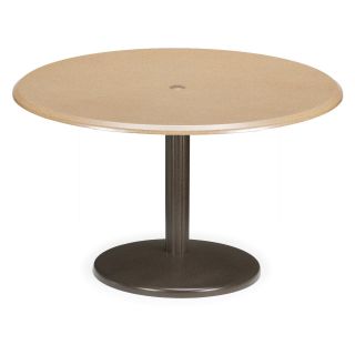 Telescope Casual 42 in. Round Werzalit Spun Pedestal Conversation Height Table with Hole and Support   Patio Dining Tables
