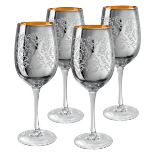 Artland Inc. Silver Brocade Wine Glasses  Set of 4   Wine Glasses