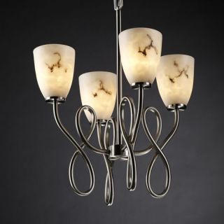 Justice Design Group FAL 8910   Capellini 4 Light Chandelier   Tapered Cylinder Shade   Brushed Nickel   Chandeliers