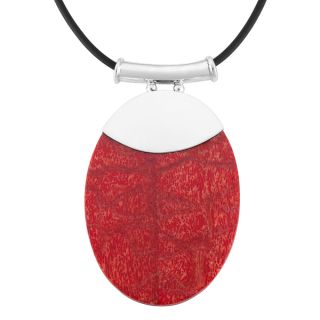 Silver Plated Red Coral and Shival Sell Round Pendant (Indonesia)
