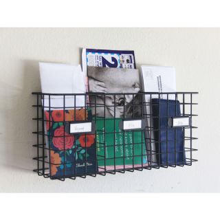Three Compartment Mail Basket Letter Holder in Black Metal   17527563