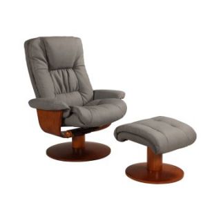 MAC Motion Oslo Collection Nubuck Bonded Leather Swivel Recliner with Ottoman   Gun Metal Slate