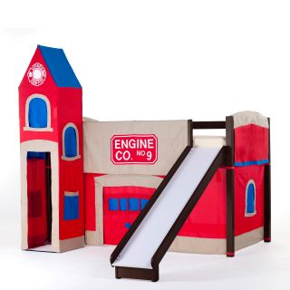 NE Kids Firehouse Junior Loft Bed with Slide   Chocolate   Bunk Beds & Loft Beds