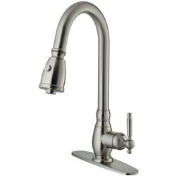Vigo Stainless Steel Pullout Spray Kitchen Faucet with Deck Plate