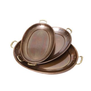 Old Dutch Decor Copper Oval Serving Tray with Handles