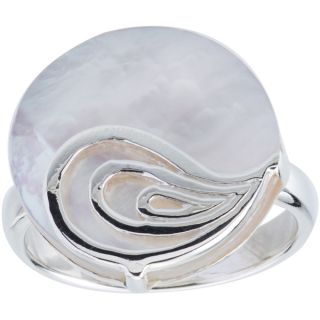 Kele & Co .925 Sterling Silver Mother of Pearl Disc Ring