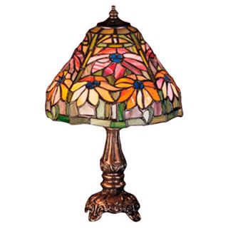 Meyda Tiffany Floral Rose Border 11.5 H Mini Table Lamp with Bowl